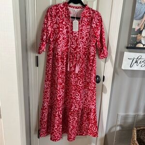 Boutique Small New Boho Dress Peasant Artsy Unique Bright Maxi Tiered Ruffled